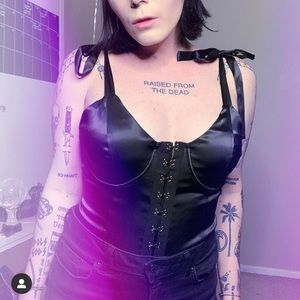 Satin look bodysuit with tie straps